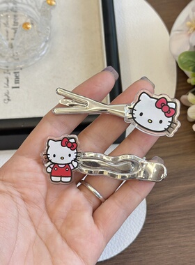 HelloKitty银色发夹无痕刘海边夹