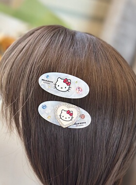 HelloKitty温柔白椭圆醋酸发卡