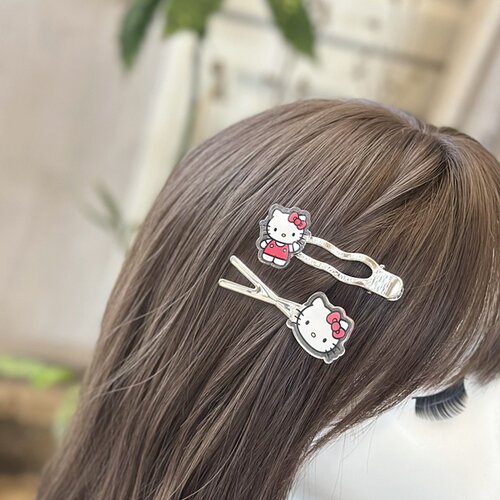 正版HelloKitty银色发夹甜酷高级感无痕刘海侧边夹凯蒂猫少女头饰 - 图2