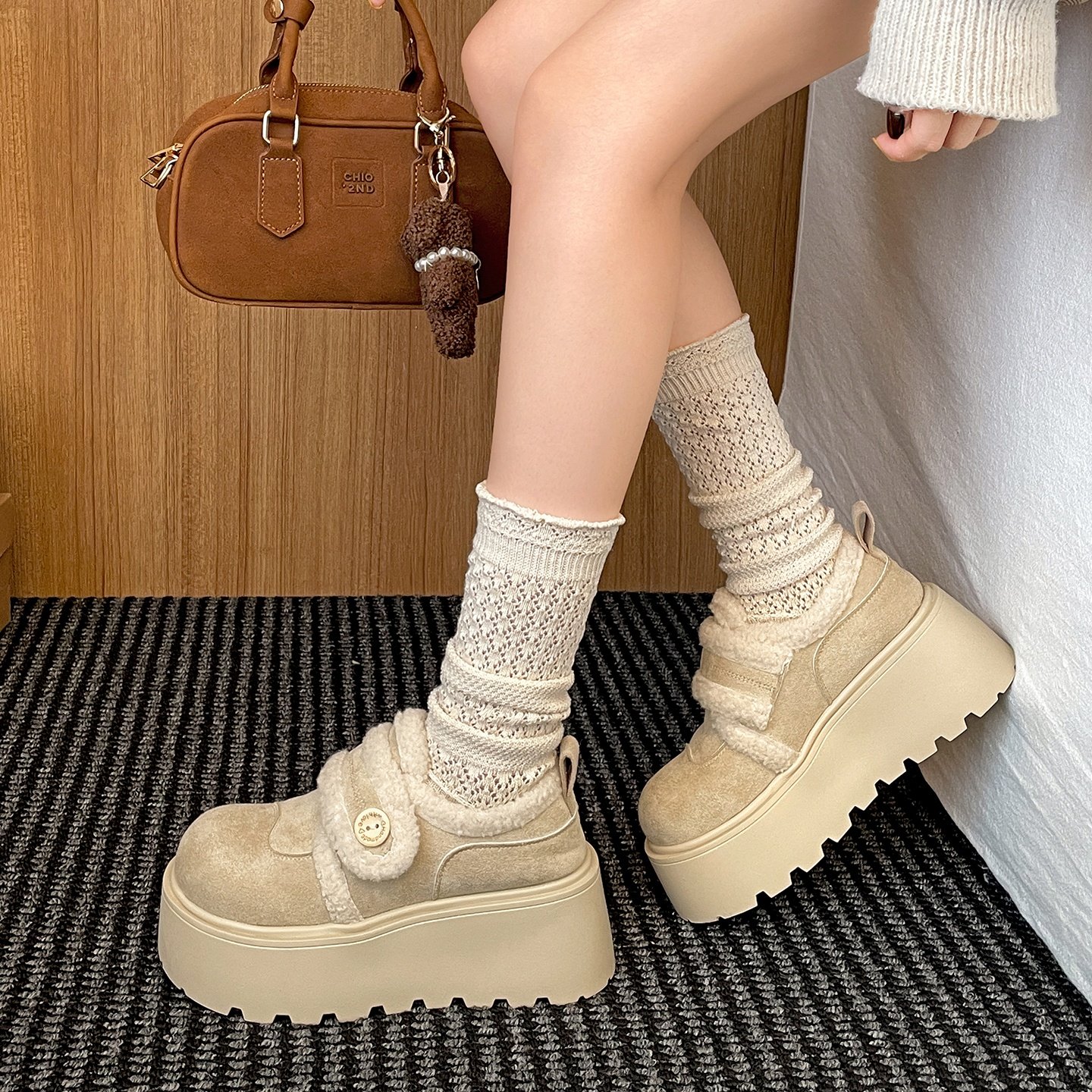 清仓真皮厚底增高雪地靴女2025新款冬季加绒加厚勃肯棉鞋毛毛鞋子