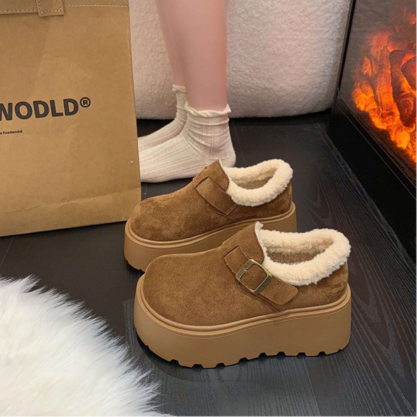 品牌真皮毛毛雪地靴女2025新款厚底增高加绒勃肯鞋一脚蹬保暖棉鞋,淘宝优惠券,粉丝福利购,淘宝优惠卷