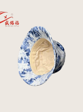 盛锡福时尚流行印花新款花朵图案百搭可折叠夏季渔夫帽