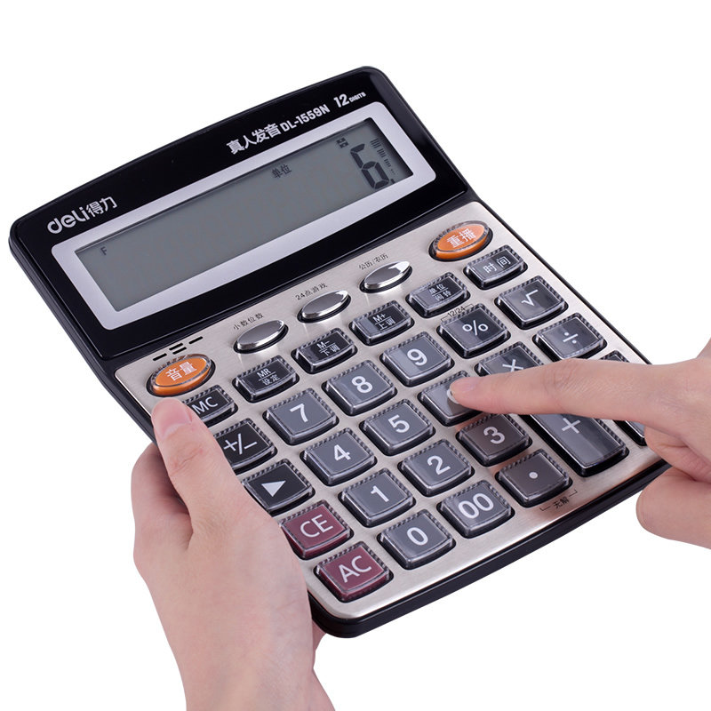 Deli human voice calculator office voice accounting special computer with sound office calculator