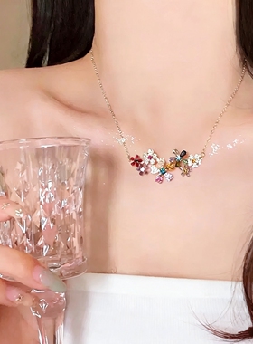 2026新款彩色花朵轻奢锁骨链