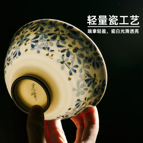 陶趣居小蓝芽碗盘子日式餐具日本光峰瓷器家用陶瓷碗饭碗面碗汤碗 - 图2