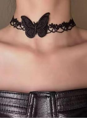 简约项链水滴百搭女白色合金配饰蕾丝流苏颈饰宽颈链布艺气质