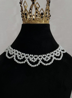 重工编织仿珍珠蕾丝项链女优雅时尚百搭项链chocker项链锁骨链