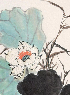 玄关画国画荷花白鹭朵莲精舍真迹