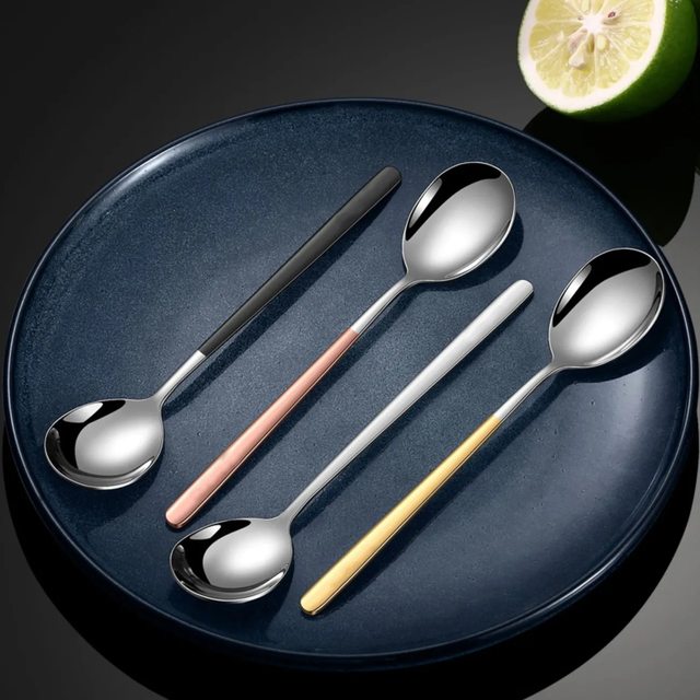 Food grade stainless steel long-handled children's soup spoon