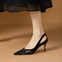 Italian Corso Venezia lace hollow mesh veil with high heel xie female fine and sexy shallow mouth