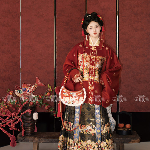 无贰集【马上加福】马年拜年服绣花补服马面裙节日明制汉服新年包 - 图3