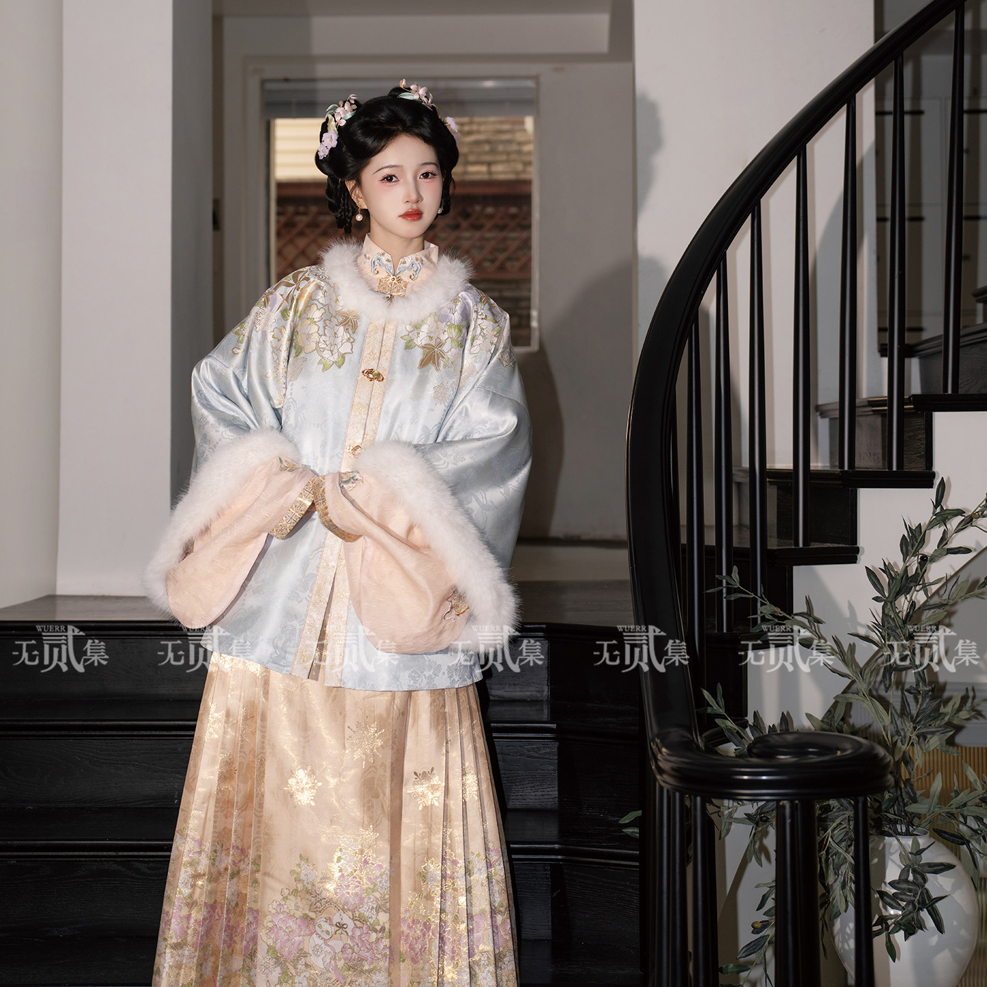 无贰集【玉华锦】蓝色昭君袄仿妆花马面裙千金风原创明制秋冬汉服,淘宝优惠券,粉丝福利购,淘宝优惠卷