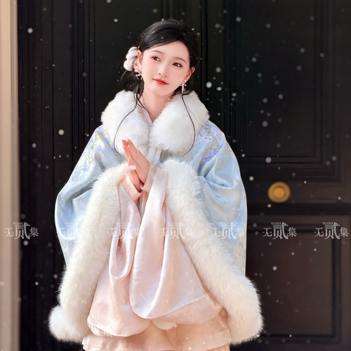 无贰集【金枝软玉】原创明制披肩圆领袄马面裙斗篷秋冬汉服套装 - 图3