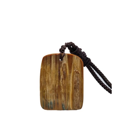 天然俄罗斯冰料猛犸象牙化石吊牌原石头吊坠牌子雕件素牌配饰标本 - 图3