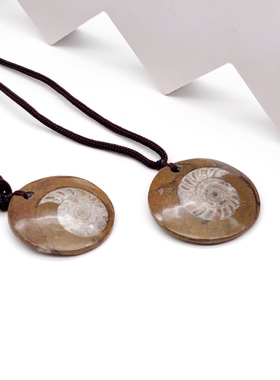 菊石化石直角石吊坠天然饰品原石