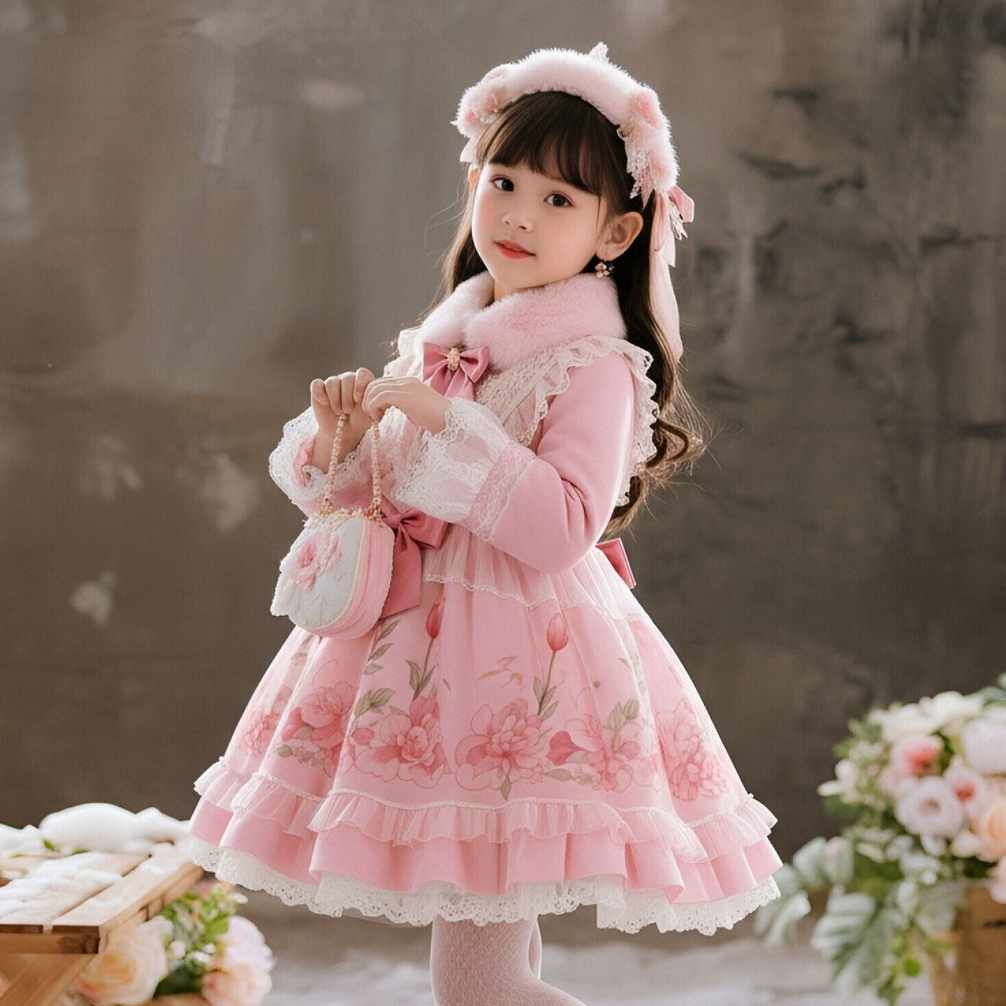 女童连衣裙洋气小公主冬装小女孩洋气洛丽塔公主裙儿童超好看冬裙,淘宝优惠券,粉丝福利购,淘宝优惠卷