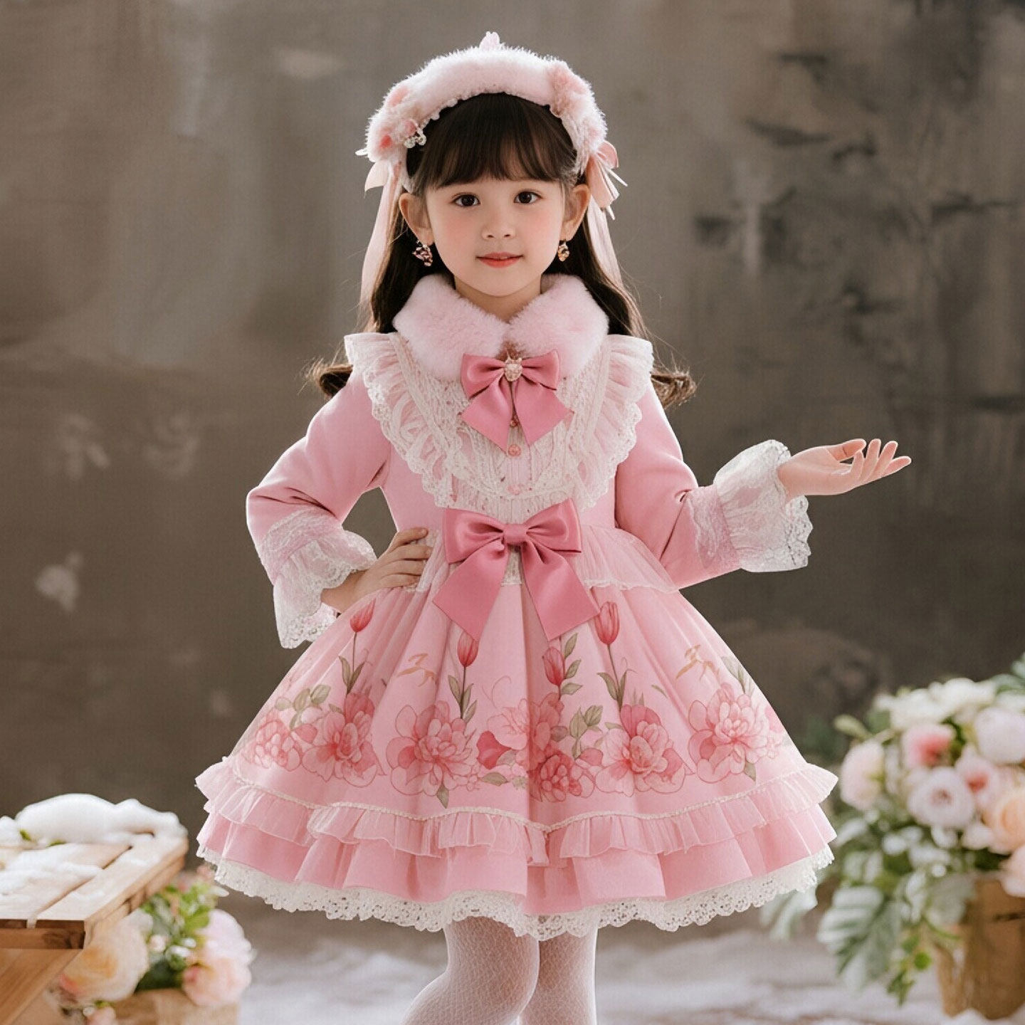 女童连衣裙洋气小公主冬装小女孩洋气洛丽塔公主裙儿童超好看冬裙,淘宝优惠券,粉丝福利购,淘宝优惠卷