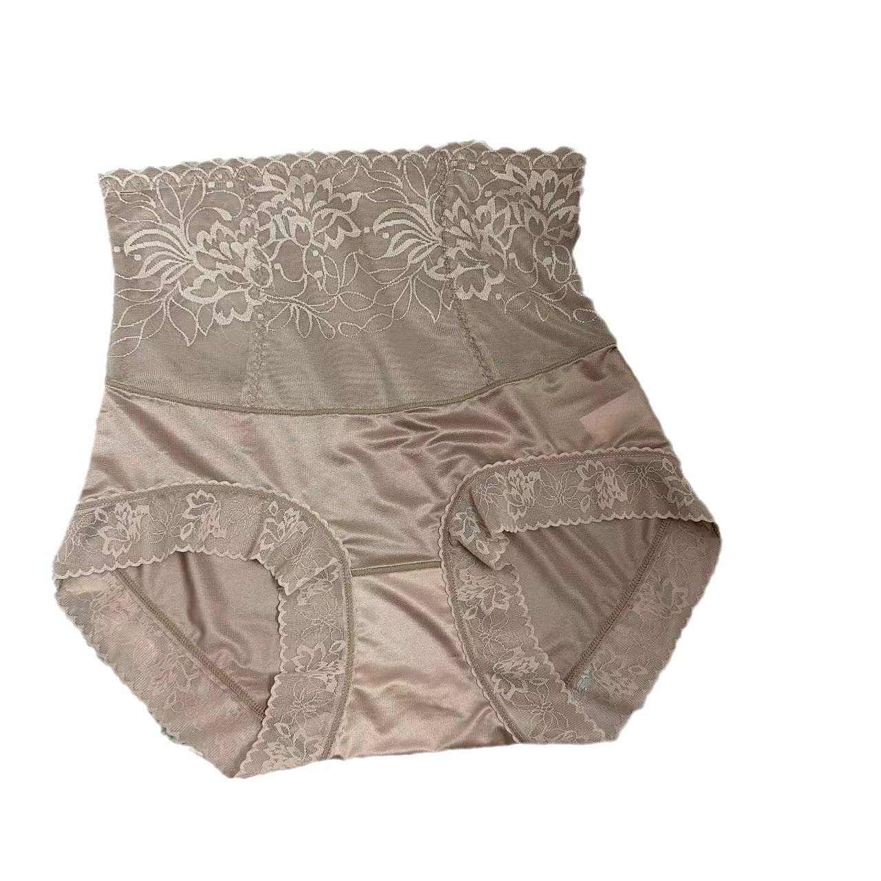 女生三角裤高腰大码收腹提臀蕾丝内裤女性感贵妇绸缎透气桑蚕丝裆,淘宝优惠券,粉丝福利购,淘宝优惠卷