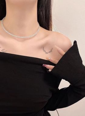 性感水钻短款颈链女欧美夸张水晶锁骨链脖子配饰新娘饰品宴会礼服