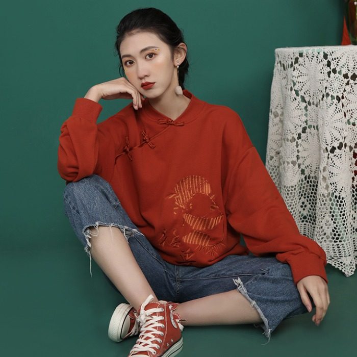 拜年服唐装女中国风改良中式上衣汉服新中式女装新年战袍国风卫衣