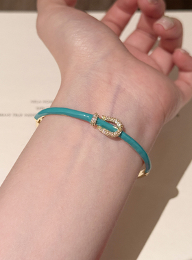 蓝色滴油马蹄皮带扣手镯