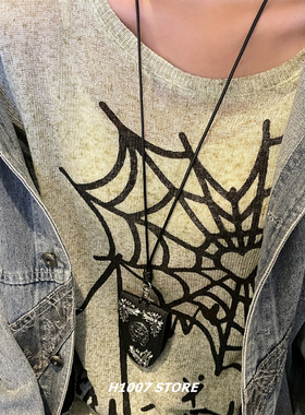 新款十字花款可夹墨镜长款项链女小众设计感嘻哈风卫衣链毛衣链男