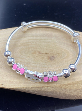 晶彩银KT女孩足银9999公主手镯