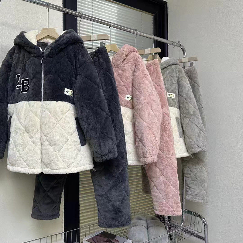 佰伦世家情侣睡衣拉链连帽家居服青年冬季加厚三层保暖珊瑚绒夹棉,淘宝优惠券,粉丝福利购,淘宝优惠卷