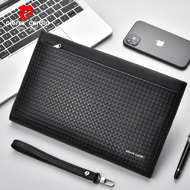 皮尔卡丹真皮男士信封包正品手拿包 黛碧箱包男士包袋