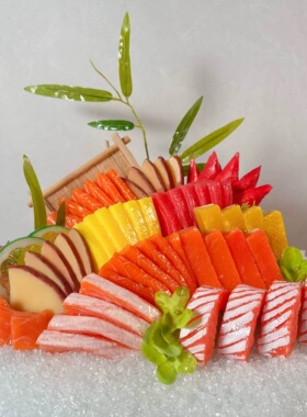 仿真刺身拼盘 三文鱼鹅肝锦绣刺身姿造食品模型厨房样品菜