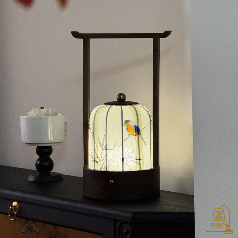 宋代美学茶室中式充电台灯卧室禅意床头灯客厅国风复古装饰小夜灯