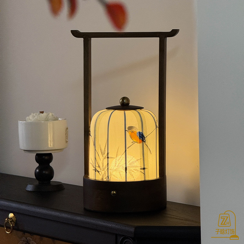 宋代美学茶室中式充电台灯卧室禅意床头灯客厅国风复古装饰小夜灯