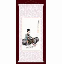 Solid wood scroll painting decoration painting hanging picture book board portrait Living room Book room Chinese ancient four talents Cai Wengie 5