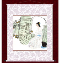 Solid wood scroll painting decoration painting hanging picture book board portrait Living room Book room Chinese ancient four talents Li Qingzhao 5