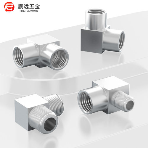 304/316不锈钢加厚方体高压双内丝内外丝接头数控直角弯头G/M/NPT - 图0