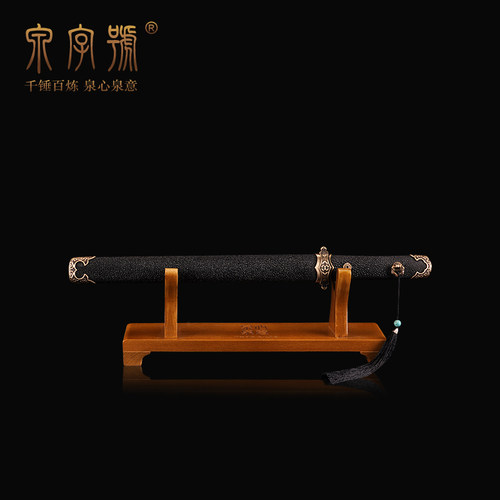 51cm鱼皮小唐剑花纹钢短剑八面汉剑烧刃刀剑矛龙泉字号宝剑未开刃 - 图2