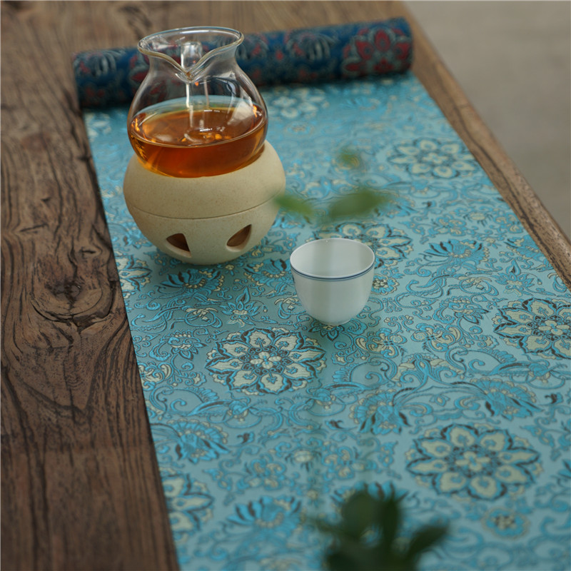 防水防油防污织锦茶席禅意两面用桌旗餐垫可定制竹中式茶垫喝茶布-图3