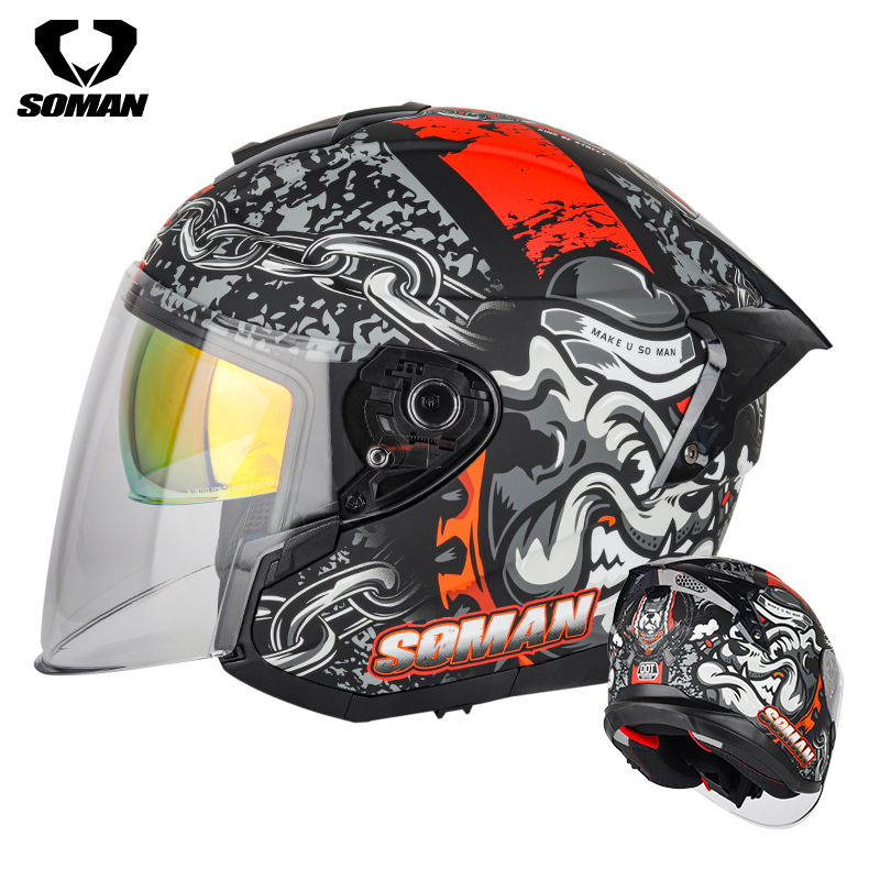 SOMAN摩托车头盔3C认证电动车头盔男女半盔四季机车半盔骑行头盔 - 图3