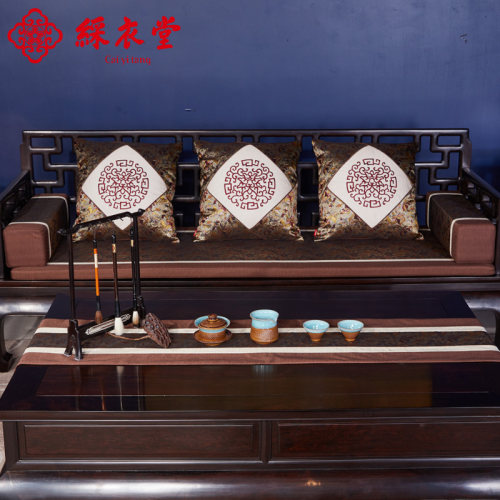 彩衣堂红木组合沙发坐垫古典中国风抱枕椅垫四季防滑定做彩蝶送福 - 图0