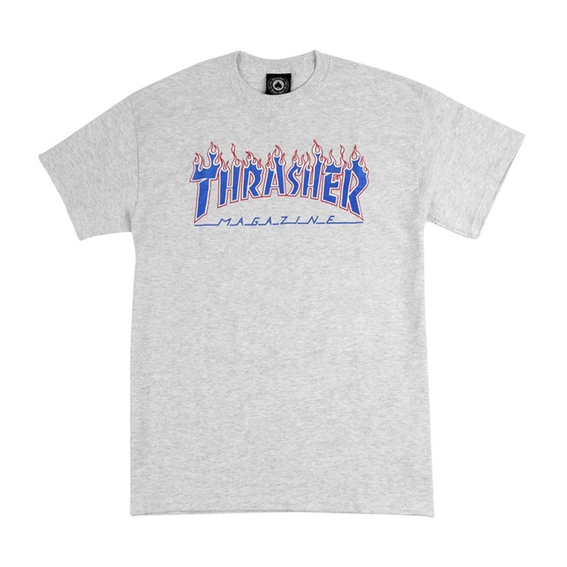 【羔羊House】Thrasher 美版 超限定 雪花灰冰蓝火焰短袖T恤 - 图3