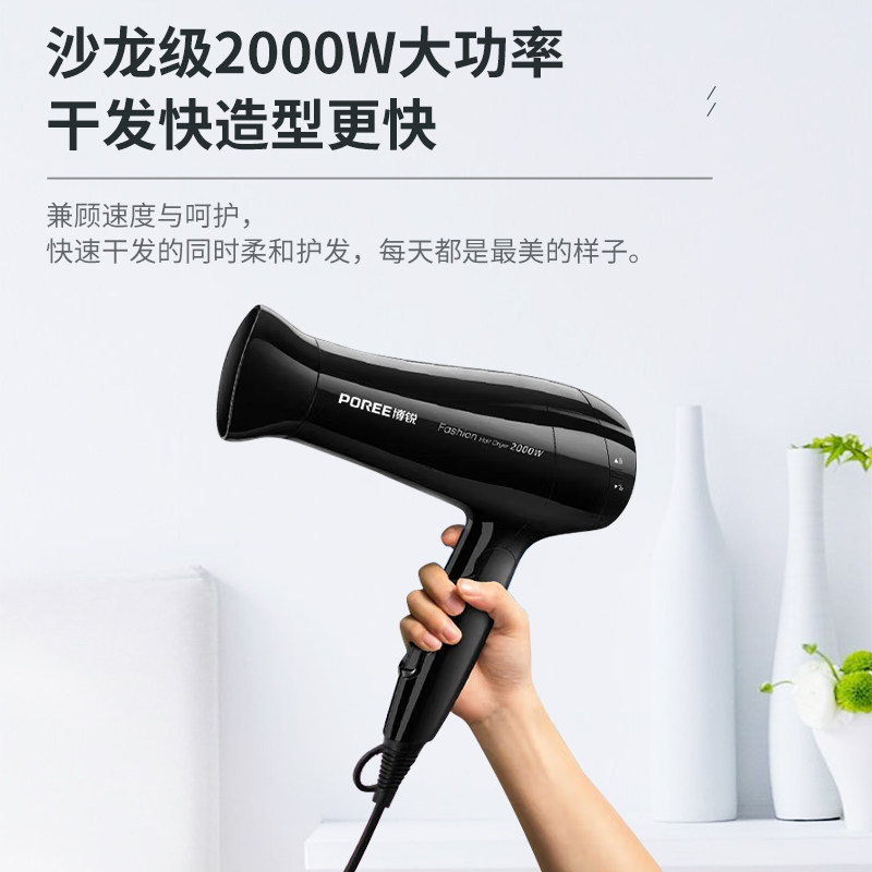 博锐吹风机家用2000W大功率男士专用学生宿舍护发速干发廊电吹风