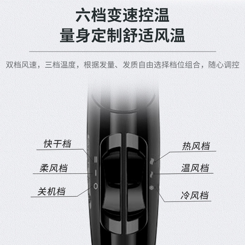 博锐吹风机家用2000W大功率男士专用学生宿舍护发速干发廊电吹风