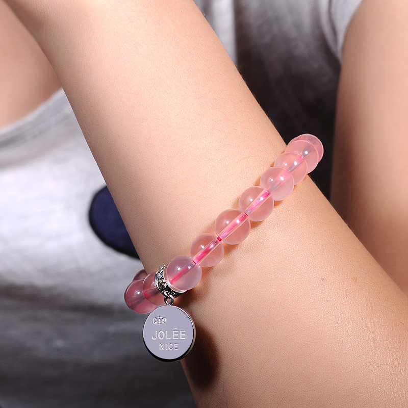 jolee天然粉水晶手串彩色宝石手链 jolee手链