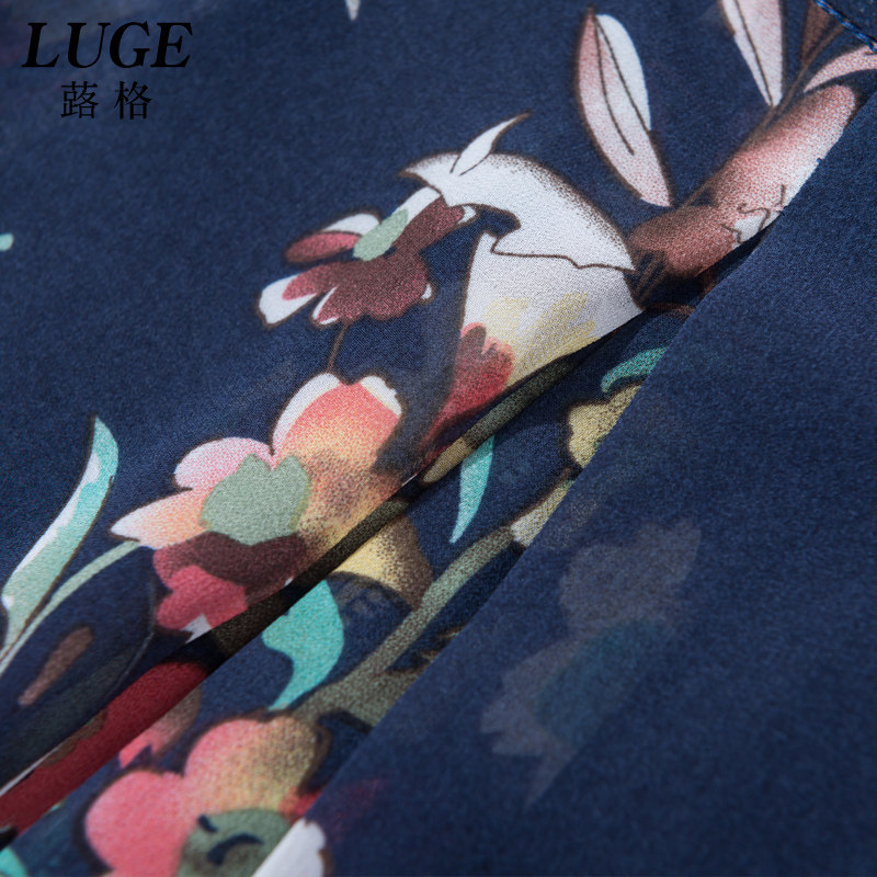 2020新款坠感夏季印花宽松雪纺裙裤 蕗格休闲裤