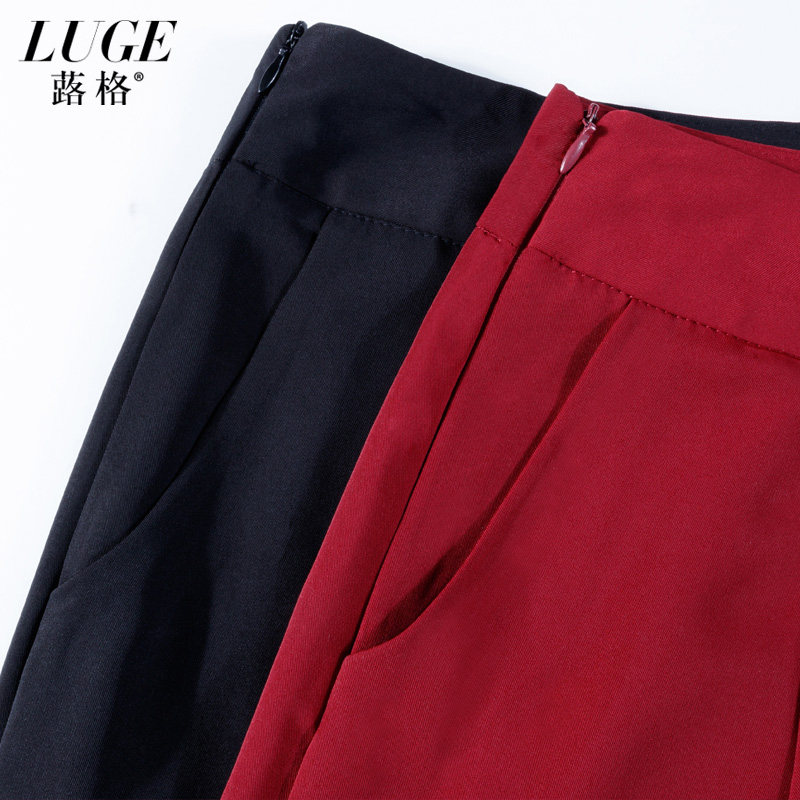 2020春秋不打皱高腰垂感胖mm阔腿裤 蕗格休闲裤