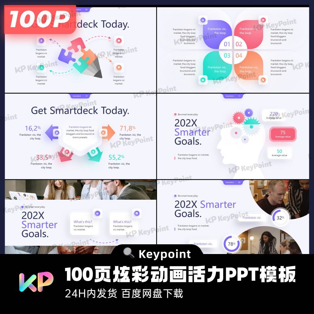 100页炫彩活力动画年终汇报工作总结PPT模板Keypoint大师ppt设计 - 图2