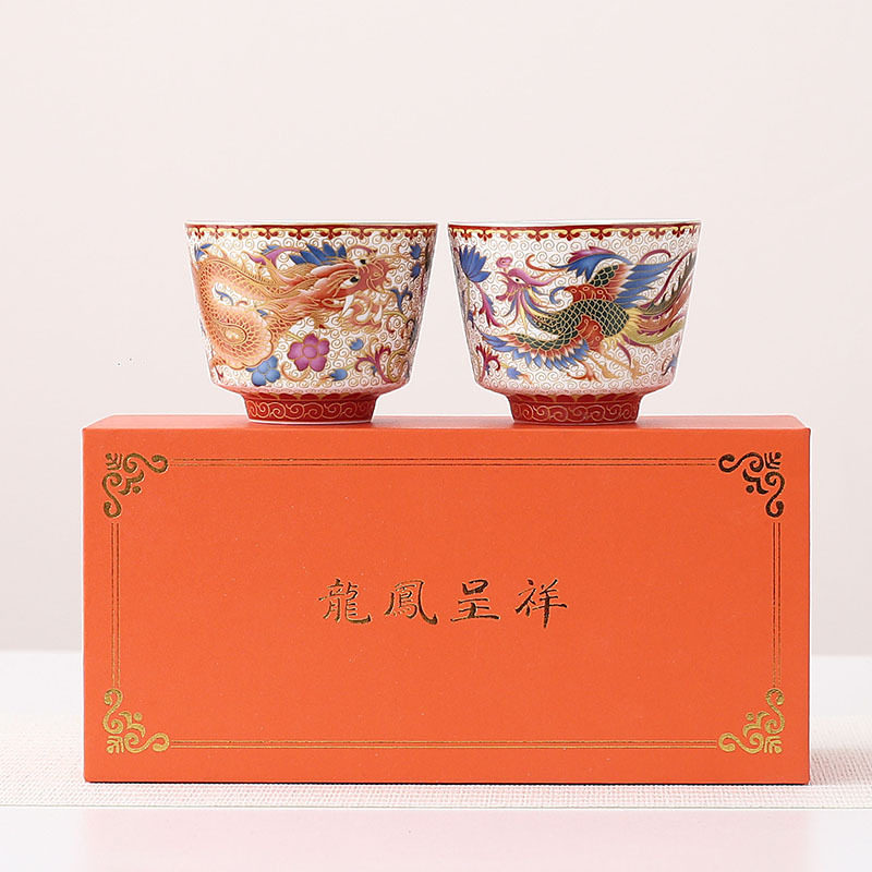 珐琅彩陶瓷茶杯主人杯家用龙凤呈祥对杯功夫茶具手工个人单杯礼盒,淘宝优惠券,粉丝福利购,淘宝优惠卷
