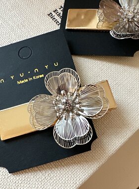 韩版高端金属花朵女士刘海发夹