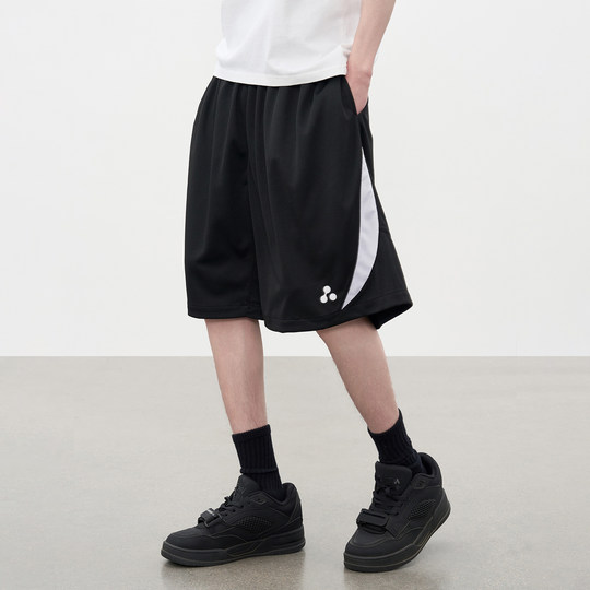 AFGK25SS美式赛车风拼接网眼休闲运动短裤夏季轻薄透气速干五分裤