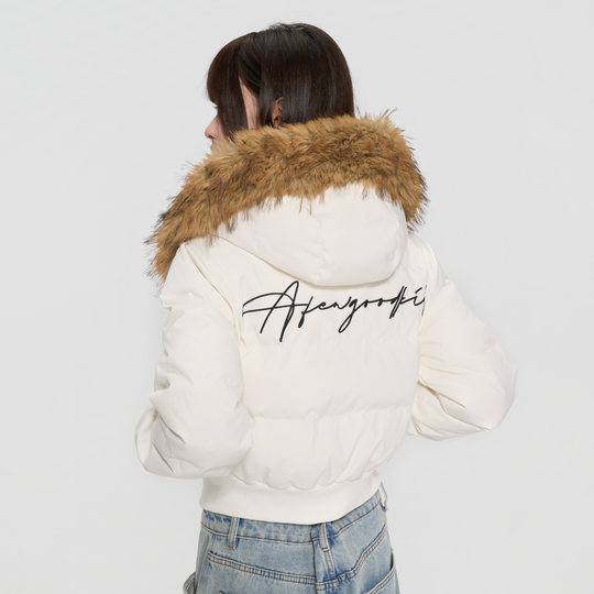 AFGK25FW大毛领羽绒服美式复古加厚面包服可拆卸毛领短款情侣外套